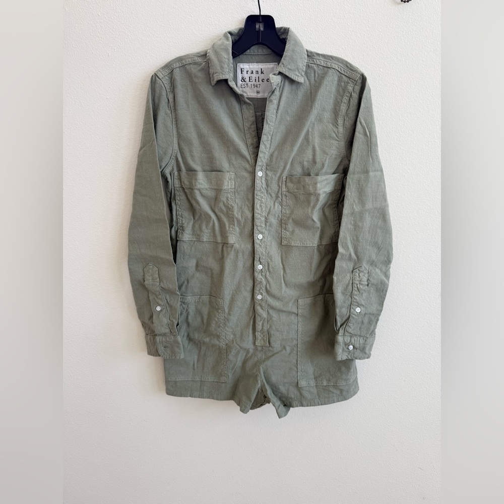 Frank & Eileen Sage/ Army Green Ireland Playsuit long sleeve XS NWOT - Picture 5 of 10
